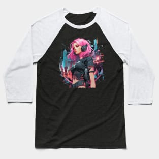 Cyberpunk Anime Girl  Futuristic Techwear Aesthetic Kawaii Manga Shirt Japanese Streetwear Harajuku Clothing Baseball T-Shirt